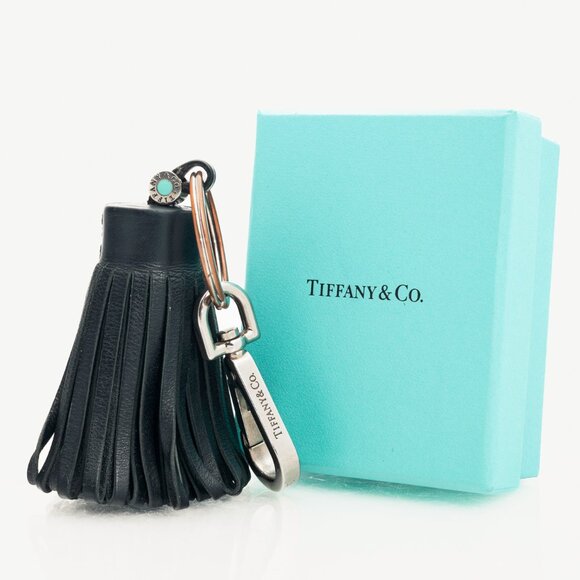 Tiffany & Co. Black Leather Fringe Tassel Keychain - Picture 1 of 4
